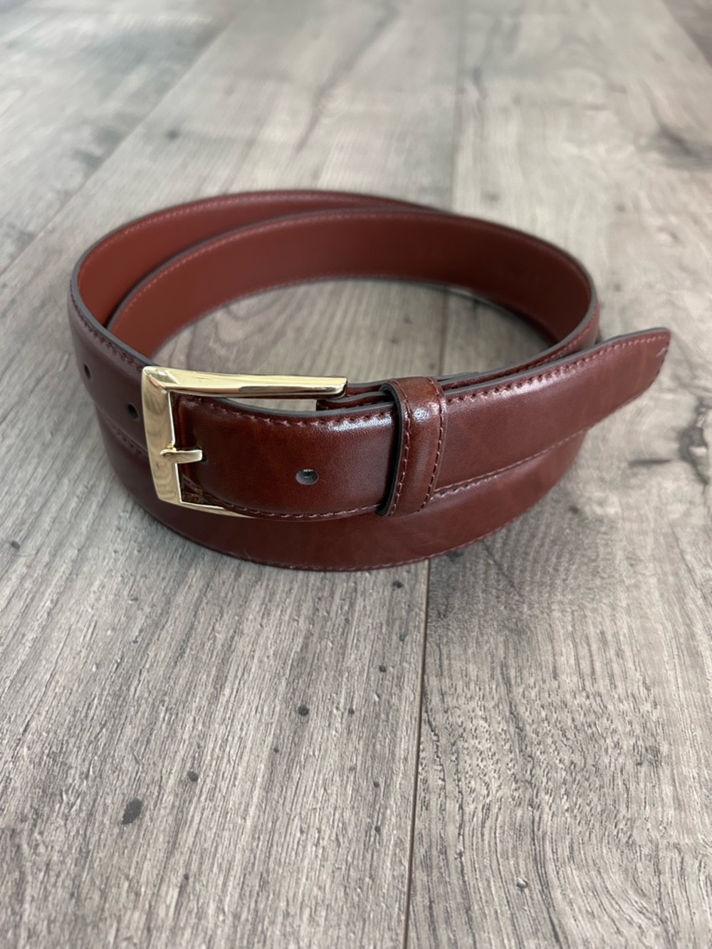 Jos. A. Bank Brown Leather Dress Belt Gold Buckle Size 40